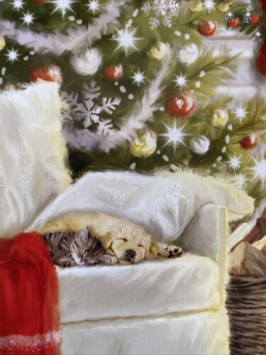 Details about  / Golden Retriever Dog Puppy Cat Sleeping Season’s Greetings Warm Wishes Card
