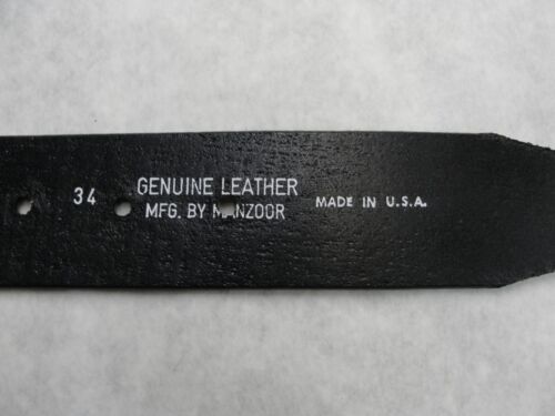New Manzoor Black Full Grain Leather Belt Indian Head High Quality Made in USA