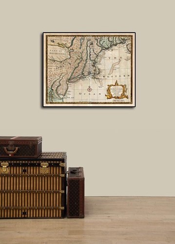 Pennsylvania New York” Vintage Style Land Map 1740s “New Jersey 24x30