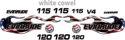 evinrude v4 cross flow usa flag flame 90-120 decal kit
