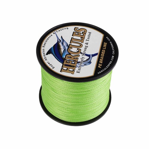 Hercules Fluorescent Yellow Green PE 100-1000M Braided Fishing Line 4 Strands