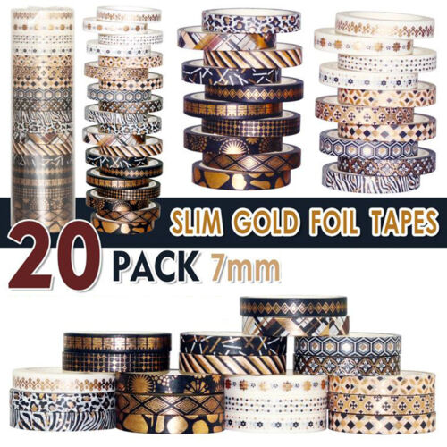 20 rollos washi Tape set oro lámina Skinny masking tape DIY scrapbooking Crafts