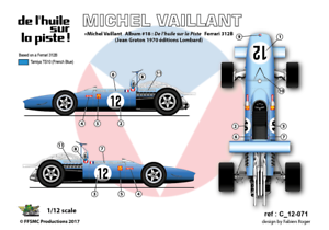 1//12 Decals Ferrari Michel Vaillant FFSMC Productions De l/'Huile sur la Piste
