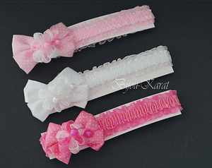 Baby Haarband Tüll Haar Schleife Mädchen Haarschmuck Taufe Fotoshooting Perlen