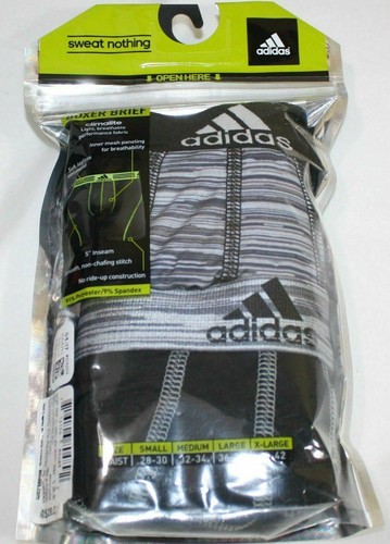 NEW in bag ADIDAS CLIMALITE performance BOXER BRIEF GRAY Looper BLACK STRIPES