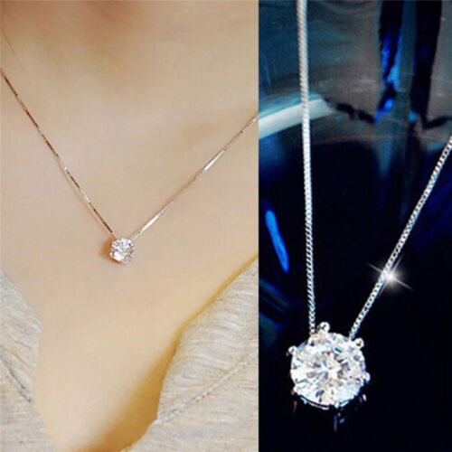 Women Jewelry Charm Crystal Zircon Pendant Chain Statement Bid Choker Necklace L 