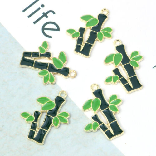 50PC Green Bamboo Enamel Charm Pendant For DIY Earrings//Bracelet Craft Bulk