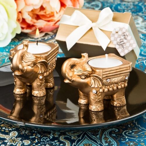 Indian Wedding Favour Gold,Sliver,White Diwali Elephant Tealight Candle Holder