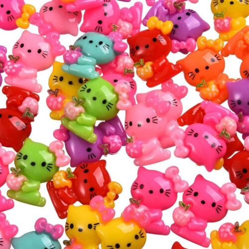 Lot 10 PERLE HELLO KITTY CHARMS EMBELLISSEMENT SCRAPBOOKING DECORATION cabochon 