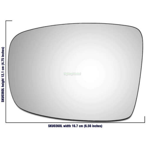 Vidrio Del Espejo De Mano Izquierda Lado Pasajero Para Hyundai i10 2007-2010 0360LS 