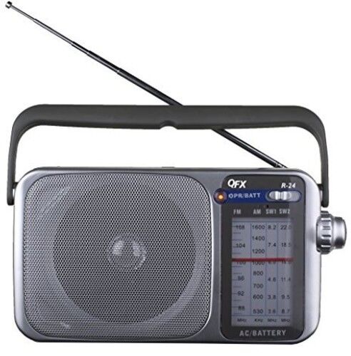 New Misc Silver QFX R24 Portable AM FM SW1 SW2 Radio Silver
