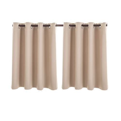 Insulated Thermal Blackout Curtains Eyelet Ring Top Bedroom Short Window Curtain 
