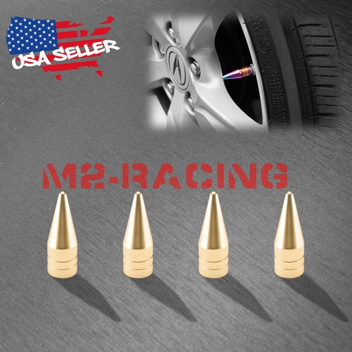 4PCs Champagne Gold Long Spike Valve Stem Caps Metal Thread Wheel Tires TVC29