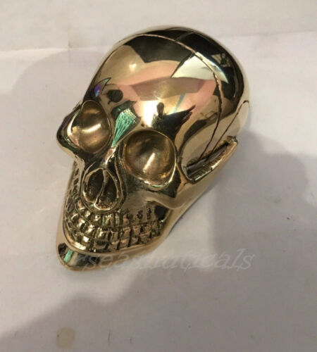 Solid Brass Skull Head Design Handle For Walking Stick Canes Shaft VINTAGE New 