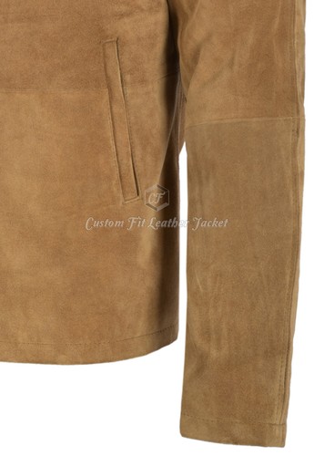 Mens Leather Suede Camel Brown 100/% REAL Specter Biker Style Jacket 5917
