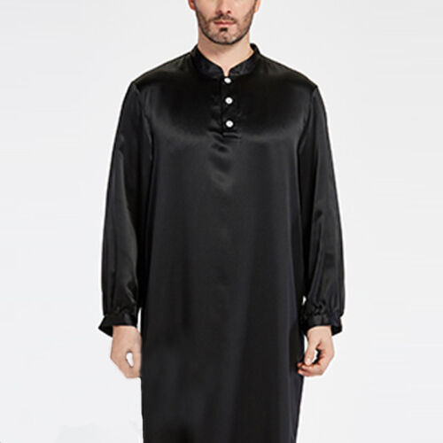 2019 Fashion Mens Long Silk Satin Pajama Bathrobe Nightgown Sleepwear Home Robe