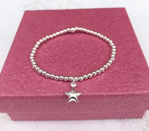 925 Sterling Silver Children's Stretch Bracelet with Puff Star Charm 