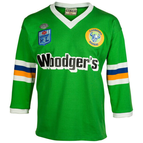 Heritage Canberra Raiders 1989 ARL//NRL Woddger/'s Retro Jersey Sizes S-5XL
