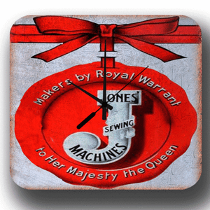Jones machine à coudre publicité vintage métal étain signe style horloge murale