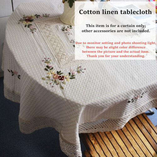 Cotton Linen Tablecloth Floral Table Cover Fabric Country Home Decor Retro