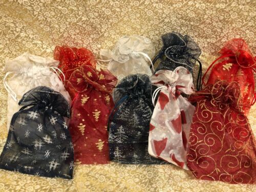 Set of 24 Christmas Holiday Gift Favor Bags 5.75"x9"; Randomly Mix; OR-LF 
