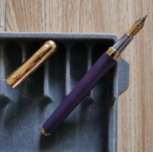 RARE Vintage HERO 395 Fountain Pen Matte Dark Purple Barrel With Golden Cap