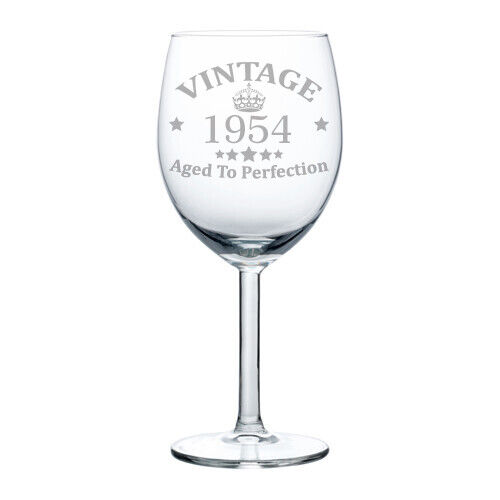 Vintage Aged To Perfection 1954 66th Birthday Funny Gift Wine Glass 