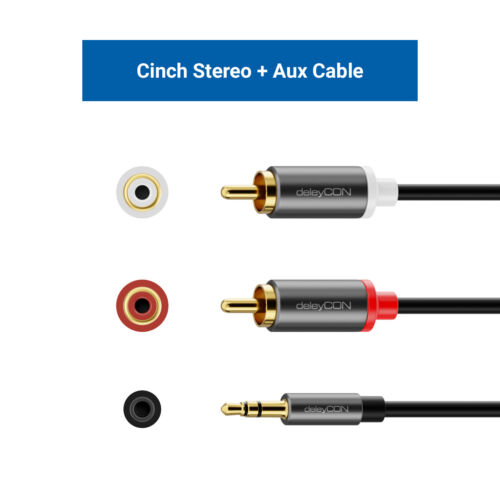 1,5m 3,5mm Klinke auf 2x Cinch RCA Stecker Cinch zu AUX Klinke Audio HiFi Kabel