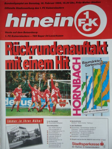 FC Kaiserslautern Bayer Leverkusen Programm BL 1994//95 1