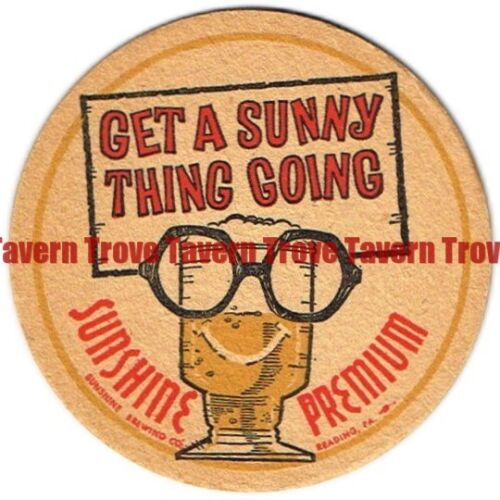 1962 PENNSYLVANIA Reading SUNSHINE /"sunglasses/" 3½ inch Coaster