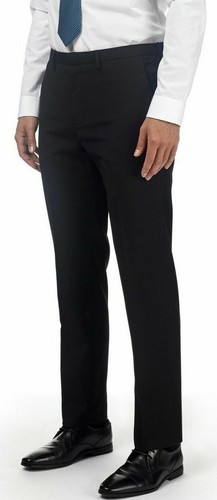 Boys Slim Fit School Trousers Black Charcoal Grey Age 3-16 Yrs Adjustable Waist