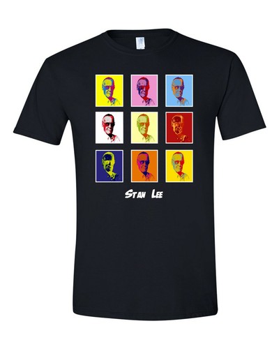 Stan Lee Andy Worhol Graphic T Shirt Avengers Marvel Super Heroes