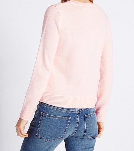 Linea donna Marks /& Spencer Impreziosito Cucciolo Maglione Pullover M/&S scollo tondo Top