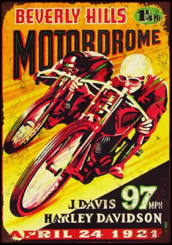 2 Harley Davidson Vélo Course 10x8/" rétro vintage tole publicitaire wall art