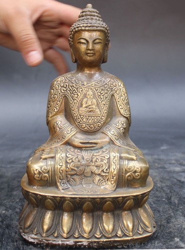 6.6/" Chinese Tibetan Buddhism Bronze Seat Shakyamuni Sakyamuni Buddha Statue