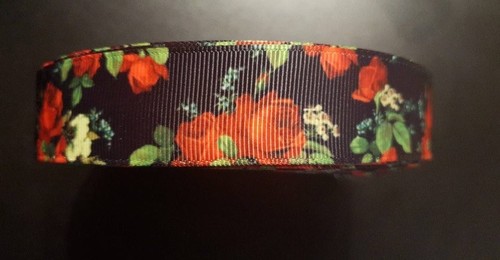 Webband Borte 3623 Rote Rosen 25mm Breite Ripsband