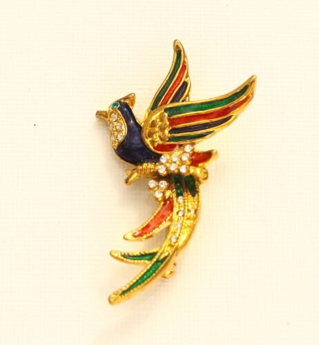 Details about  /   BROOCH vintage beautiful tropical bird