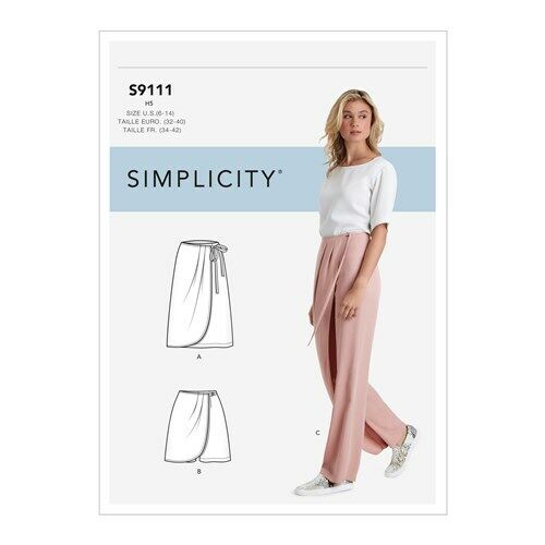 Simplicity R10499 Faux Wrap Pants Skirt & Shorts Sz 6-24 UNCUT Pattern S9111 