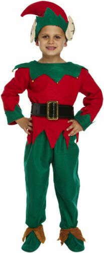 Boys Father Christmas Santa Claus Elf Suit Costume Child Kid Fancy Dress Xmas