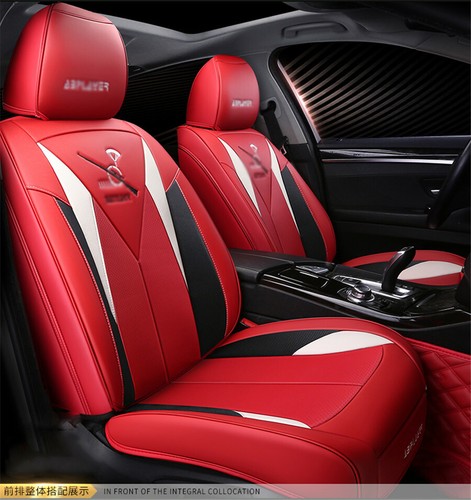 5-Sits Red PU Leather Car Seat Cover Front /& Rear Full Set Interior Accessories
