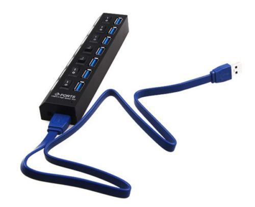 7 PORT USB 3.0 HUB 5 Gbps With Power On//Off Switch Adapter Cable For PC RF 2017