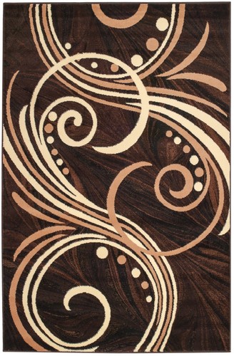 area rug Smt#38 Brown bold wave pattern soft pile size options 2x3 3x5 5x7 8x11