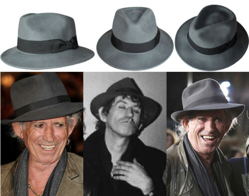 Keef Rolling Stones Fashion Accessory Grey Keith Richards Style Fedora Hat 