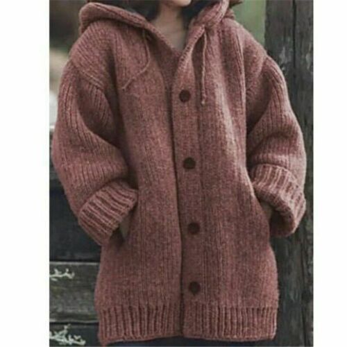 Coat Jackets Pockets Sweater Knitted Cardigan Womens Jumper Winter Chunky Ladies