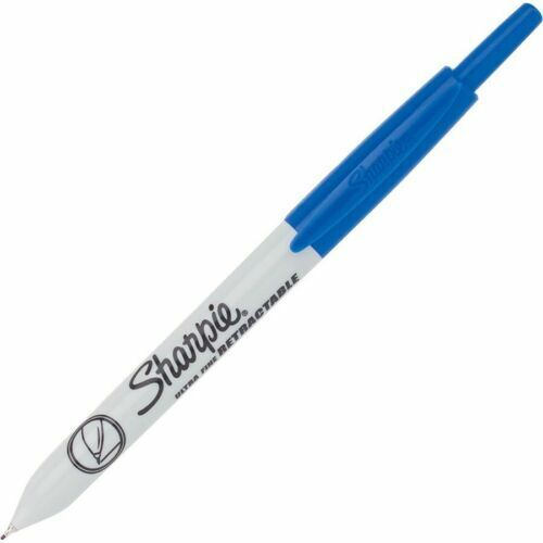 Sharpie Retractable Ultra Fine Permanent Marker Blue 1735792 New  In Box 12 Pens