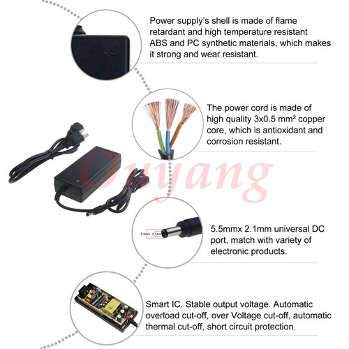 AC 100V ~ 240V to DC 24V 3A 72W Adapter Power Supply Converter Transformer