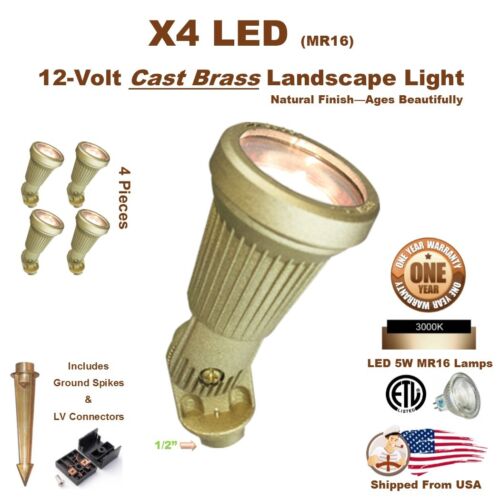 4PCS LED Solid Brass Landscape Garden Accent Lights Yard Lamp Very Bright 