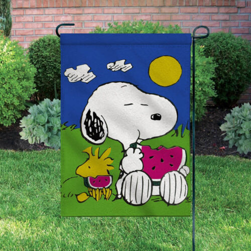 Outdoor Yard Decor Happy Summer Double Sided Flag//Sign Lovely Snoopy Garden Flag