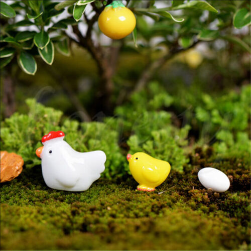 4/8 X Miniature Hen Chicken Egg Fairy Garden Ornament Bonsai  Dollhouse Decor 