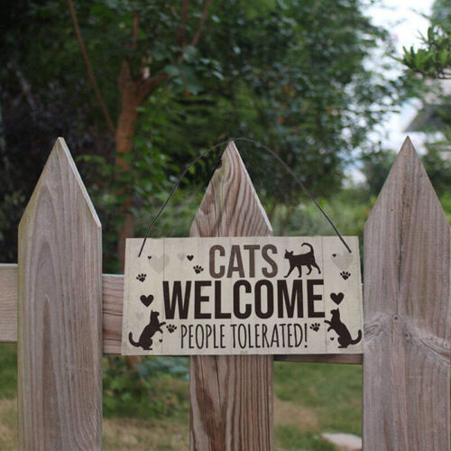 Wooden Hanging Wall Plaques Family Door Signs Friendship Sign Cat Lover uW. 
